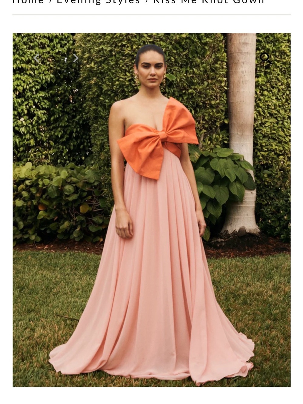 Elegant Strapless Pink Gown with Statement Orange Bow. Mestiza New York